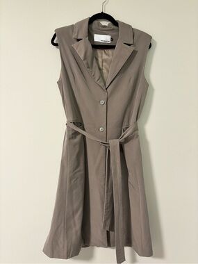 Pink Martini Taupe Sleeveless Belted long vest